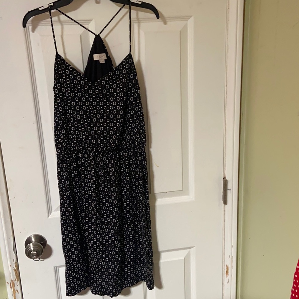 Ann Taylor loft black and white polkadot tank top summer dress. Size ext…